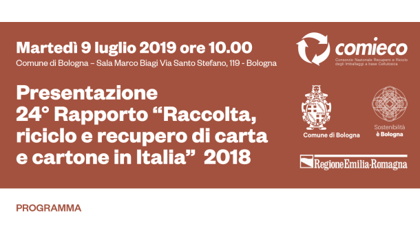Immagine: Il 9 luglio 2019 a Bologna la presentazione del 24° Rapporto Comieco