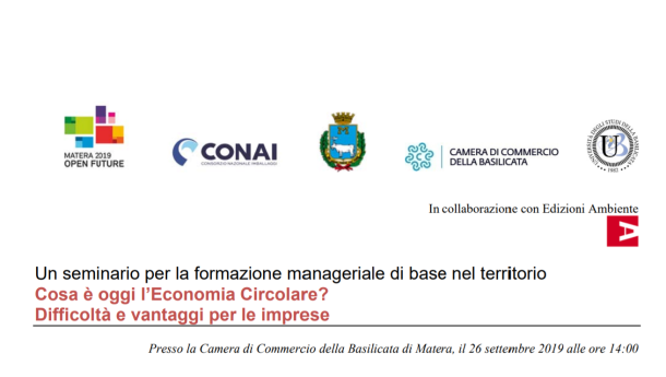 Immagine: Economia circolare: seminario di formazione per le aziende a Matera il 26 settembre