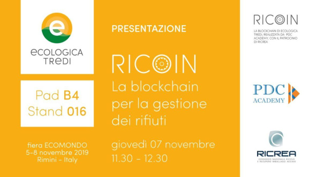 Immagine: RICOIN – La blockchain per la gestione dei rifiuti ad Ecomondo 2019