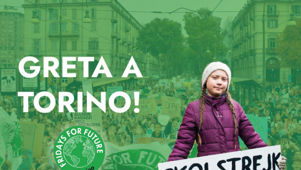Immagine: Venerdì 13 dicembre Greta Thunberg a Torino in piazza Castello con Fridays For Future