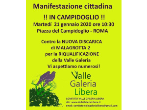 Roma, discarica di Monte Carnevale: martedì 21 gennaio la protesta arriva in Campidoglio