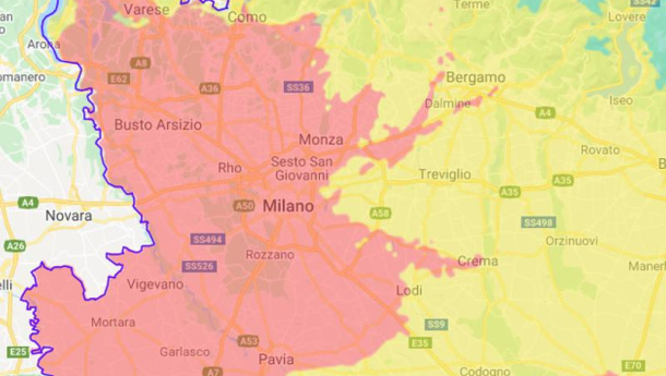 Immagine: Coronavirus e qualità dell’aria. In Veneto Pm10 vicini ai 100 µg/m3, in Lombardia si tocca quota 50 e pessime le previsioni per il Piemonte