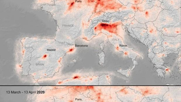 Immagine: Esa, inquinamento in calo del 50% in Europa