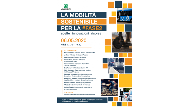 Immagine: 'La mobilità sostenibile per la #FASE2': mercoledì 6 maggio il webinar di Legambiente sulle proposte per la ripartenza urbana