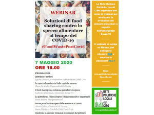 ‘Soluzioni di food sharing contro lo spreco alimentare al tempo del COVID-19’: il webinar de La Rete Italiana Politiche Locali del Cibo