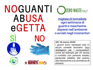 Covid, Fase 2: Zero Waste Italy lancia la campagna 'No Guanti Abusa e Getta'