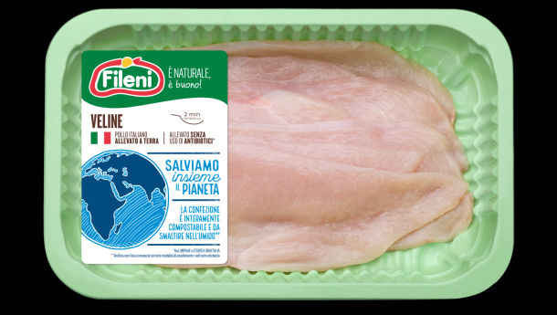 Immagine: Fileni presenta il nuovo packaging compostabile per i prodotti antibiotic free