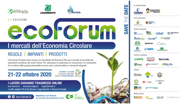 Immagine: 21 e 22 ottobre. Domani la VII edizione Ecoforum. Talk show online. Interverrà anche il ministro Costa