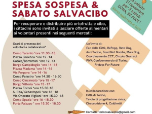 Secondo appuntamento per il 'Sabato salvacibo di Torino', con la novità della 'spesa sospesa'