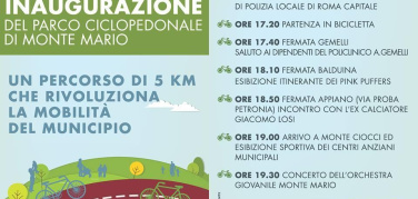 Roma, sabato 14 giugno inaugura la ciclabile di Monte Mario