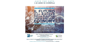 Per i 20 anni di Corepla un convegno a Roma sul futuro del riciclo della plastica: on line il programma