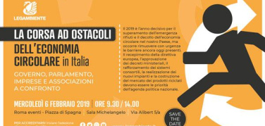 'La corsa ad ostacoli dell'economia circolare in Italia', Roma mercoledì 6 febbraio
